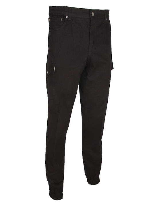 Stefansxxl Men's Trousers Cargo Elastic Black