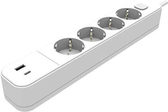Vito Steckdosenleiste 4 Positionen mit USB-A, USB-C, Schalter und Kabel 1.5m