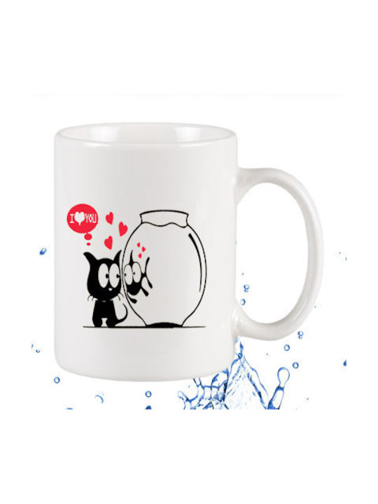 Γάτα Ψάρι Mug White