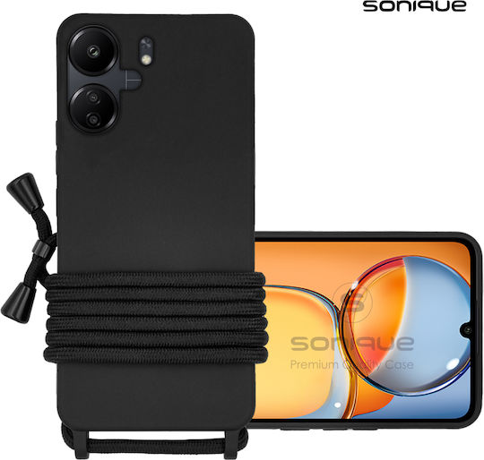 Sonique Back Cover Silicone 0.5mm with Strap Black (Redmi 13C 4G / Redmi 13C 5G / Poco C65 4G))