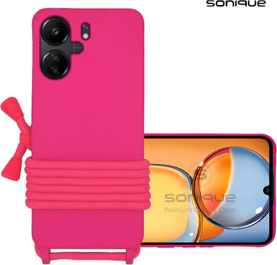 Sonique Back Cover Silicone 0.5mm with Strap Fuchsia (Redmi 13C 4G / Redmi 13C 5G / Poco C65 4G))