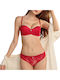 Chicret Essentials Spitzen Unterwäsche-Set für Damen BH mit Schlupf Rot