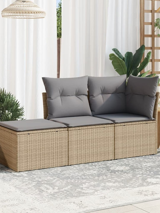 vidaXL Outdoor Sofa Tree-Seater Rattan with Cus...