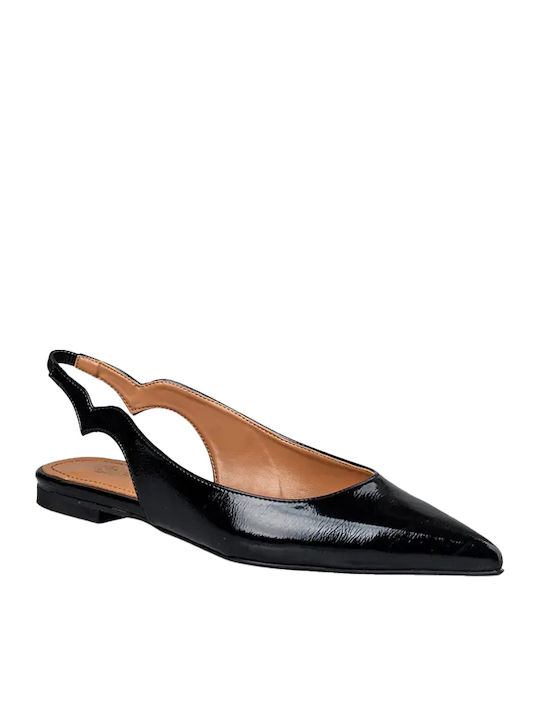 Pantofi Balerini Pentru Femei Slingback Din Lac Negri