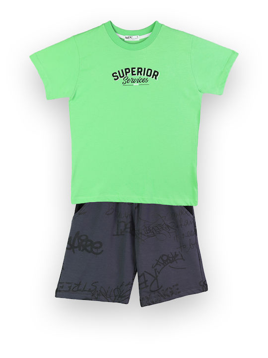 Nek Kids Wear Kids Set with Shorts Summer 2pcs Green