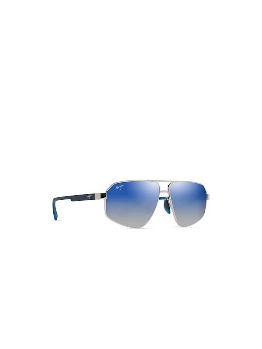 Maui Jim Men's Sunglasses with Silver Metal Frame and Blue Gradient Lens DBS620-17