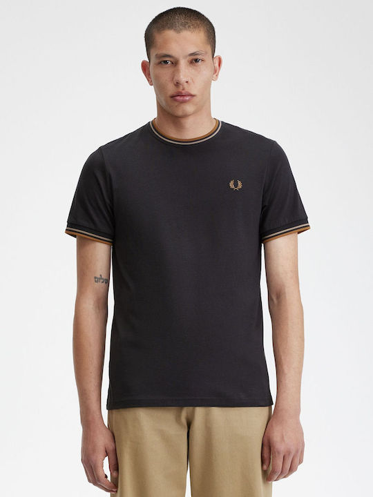 Fred Perry Twin Tipped T-shirt Bărbătesc cu Mânecă Scurtă Negru