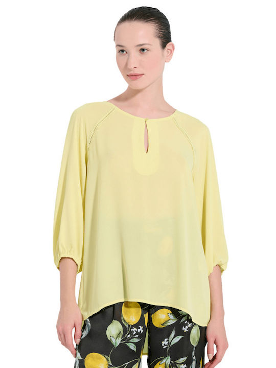 Matis Fashion Women's Summer Blouse with 3/4 Sleeve Green