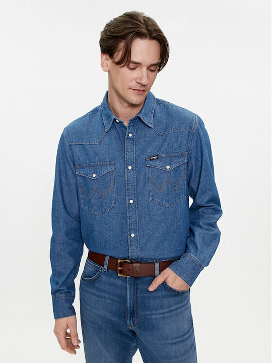 Wrangler Western Long-sleeved Denim Shirt Blue
