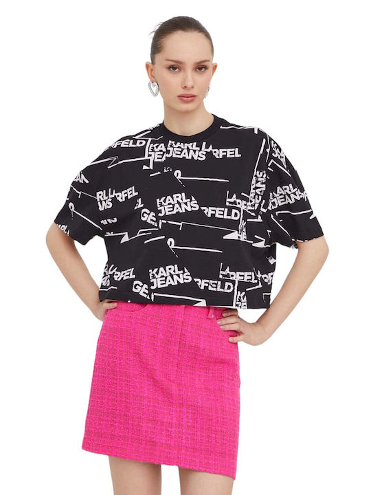 Karl Lagerfeld Γυναικείο Oversized Crop T-shirt Μαύρο