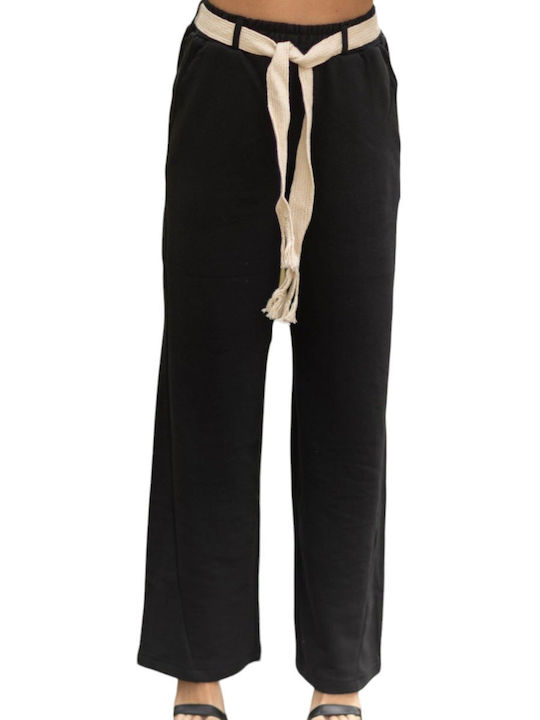 Only Women's Fabric Trousers in Wide Line Black