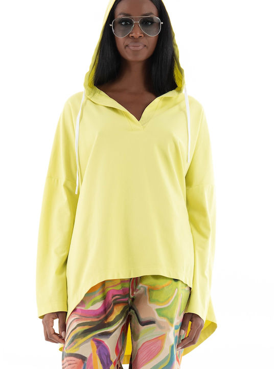 Deha Women's Summer Blouse Long Sleeve with Hood Lime