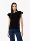 Tiffosi Women's Summer Blouse Short Sleeve Black