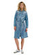 My Essential Wardrobe Mini Σεμιζιέ Φόρεμα Τζιν Γαλάζιο