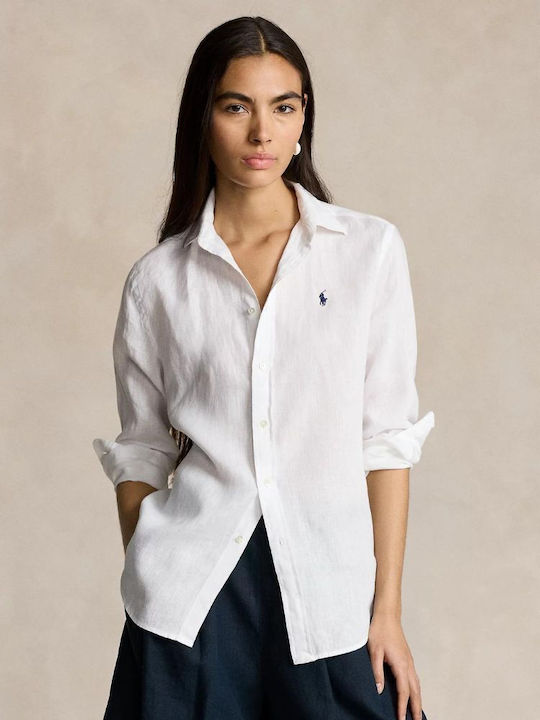 Ralph Lauren Women's Linen Long Sleeve Shirt White