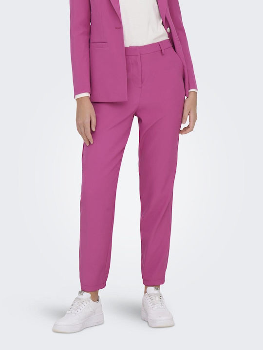 Only Women's Fabric Trousers in Slim Fit Pink