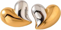 Heart Earrings Gold-Silver Steel Length 2cm Width 3cm (Gold-plated, Steel) Heart Earrings Gold-Silver Steel Length 2cm Width 3cm (Gold-plated, Steel)