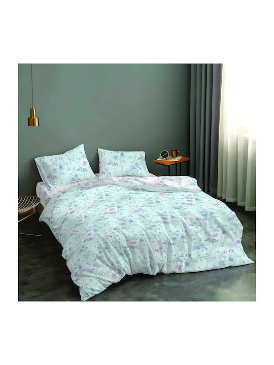Lino Home Duvet Cover Set Cotton Single with Pillowcase 160x240 Ville Ice
