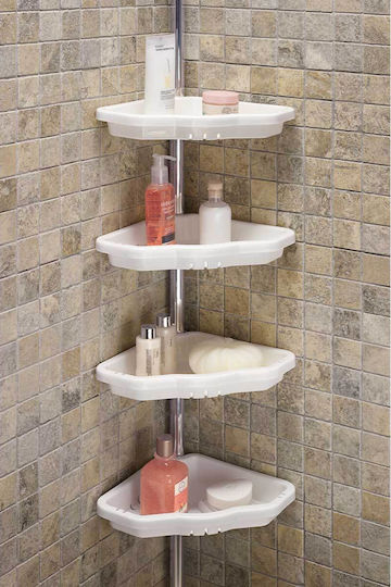 Primanova Corner Floor Bathroom Shelf Plastic 25x25x135cm Blue
