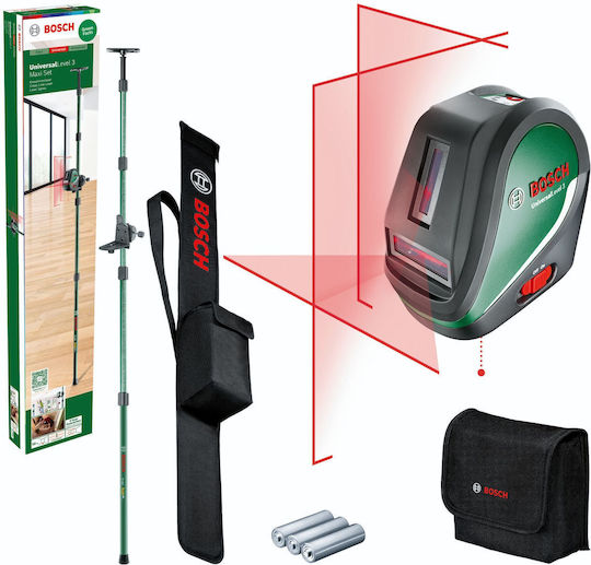 Bosch Universal Level 3 Selbstnivellierend Linear Laser-Wasserwaage Roter Strahl 1.5V mit Arbeitsbereich 10m