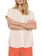 Soya Concept Women's Summer Blouse Short Sleeve with V Neckline Ecru