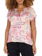 Soya Concept Damen Sommer Bluse Kurzärmelig mit V-Ausschnitt Rosa
