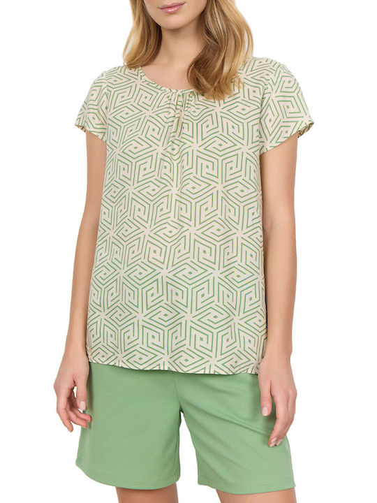 Soya Concept Women's Summer Blouse Short Sleeve Green