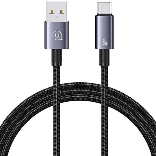 Usams Braided USB 2.0 Cable USB-C male - USB-A 60W Γκρι 1.2m US-SJ663