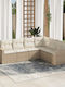 Corner Outdoor Sofa Rattan with Cushions 55x55x69cm