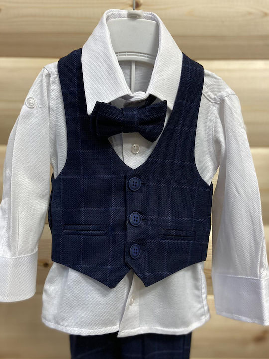 Extan Bebe Βαπτιστικό Κοστούμι με Γιλέκο για Αγόρι Navy Μπλε