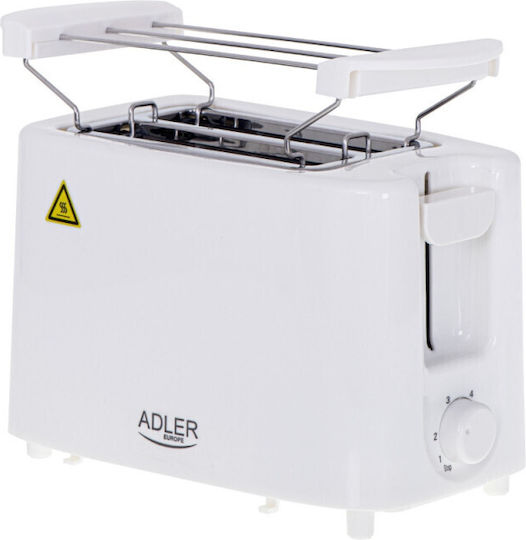 Adler Prăjitor de pâine 2 sloturi 750W Alb