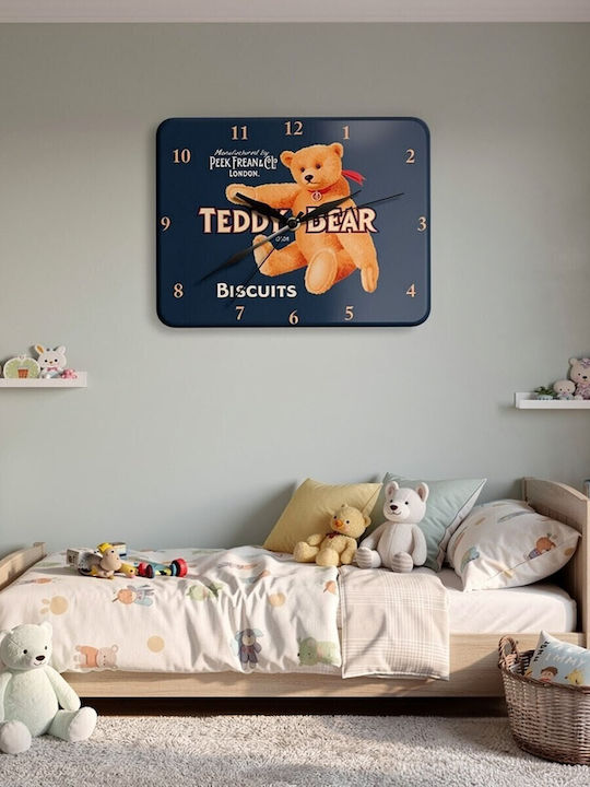 Oxygen Ceas De Perete Pentru Copii Teddy Bear Din Lemn 20x12cm
