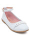 Kids Ballerinas with Adjustable Metal Clasp White