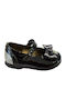 Kids Leather Ballerinas with Hoop & Loop Closure Black