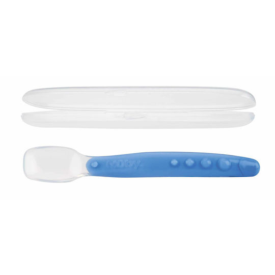 Nuby Baby Spoon made of Silicone in Case Blue