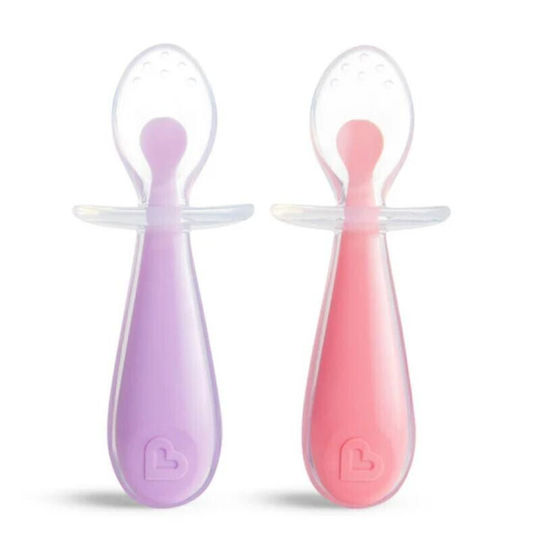 Munchkin Baby Set with Gentle Spoons Made of Silicone for 6+ Months Pink / Light Purple 2 Pieces