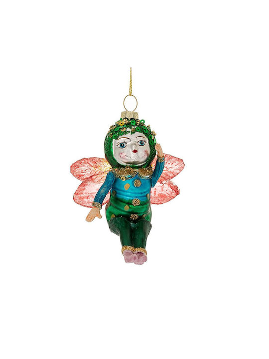 Hängender Weihnachtsbaumschmuck Fee Glas Mehrfarbig 7x11cm