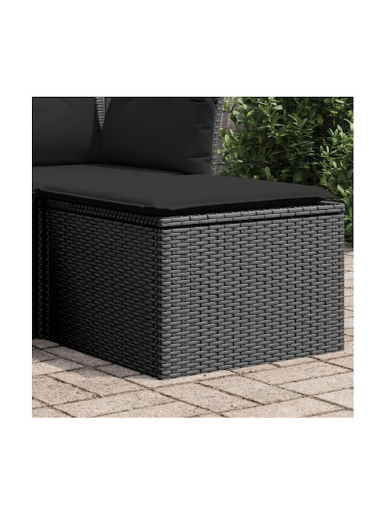 Scaun de Grădină Rattan cu pernă Negru 1buc 55x55x37cm