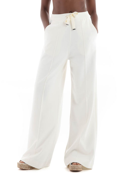 Hugo Boss Women's Cotton Trousers in Relaxed Fit White