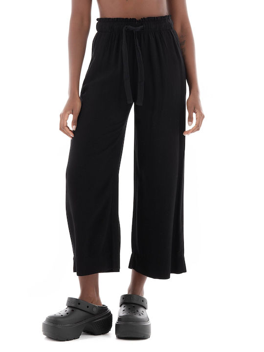 Deha Women's Fabric Capri Trousers Black