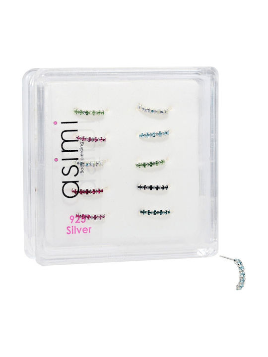 Asimi Body Piercing Σκουλαρίκι Κρικάκι Μύτης από Ασήμι Λευκό