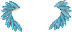 Women's Hanging Earrings Li-lo with Blue Crystal Stones