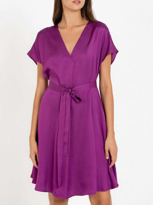 Philosophy Wear Mini Evening Dress Satin Purple