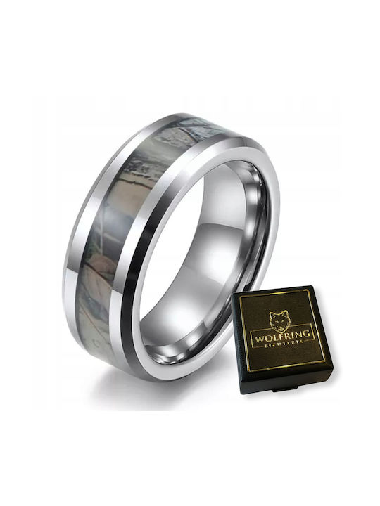 Wolfring Men's Steel Ring with Diamond