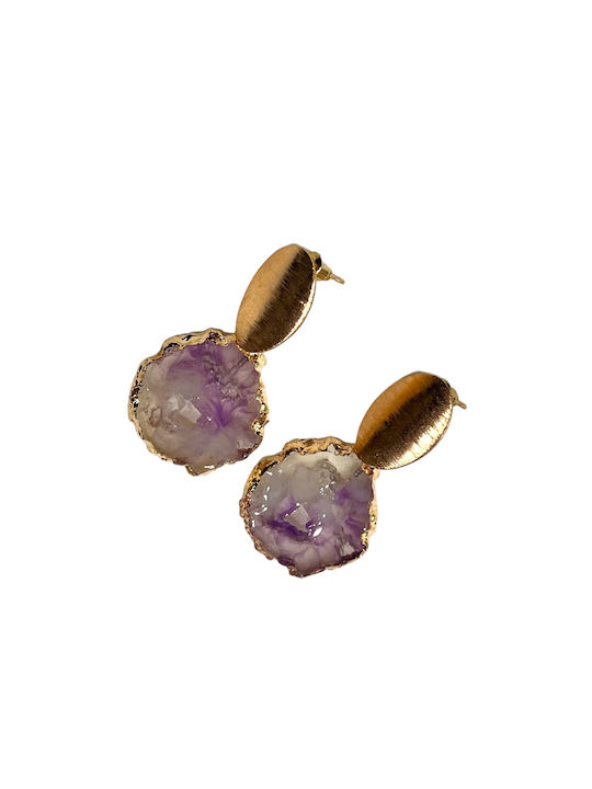 Purple Crystal Drop Earrings