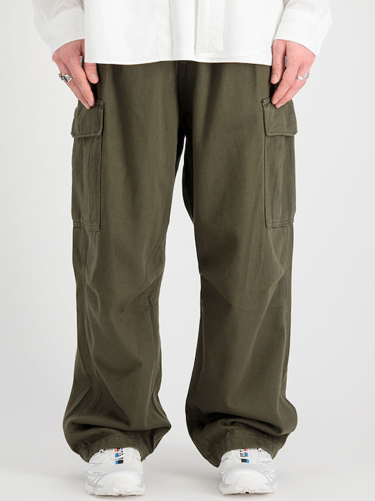 Men's Jeans Pants with Loose Baggy Fit Dark olive oil