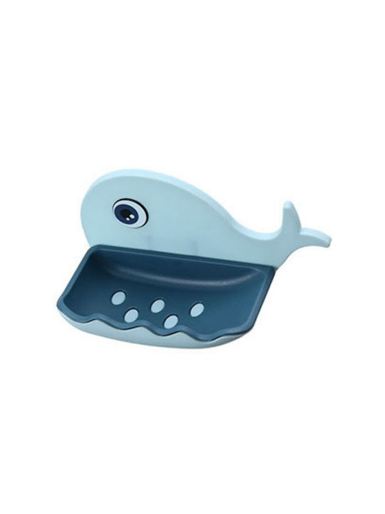 Whale Wall-mounted Soap Dish Plastic with Suction Cup Γαλάζια