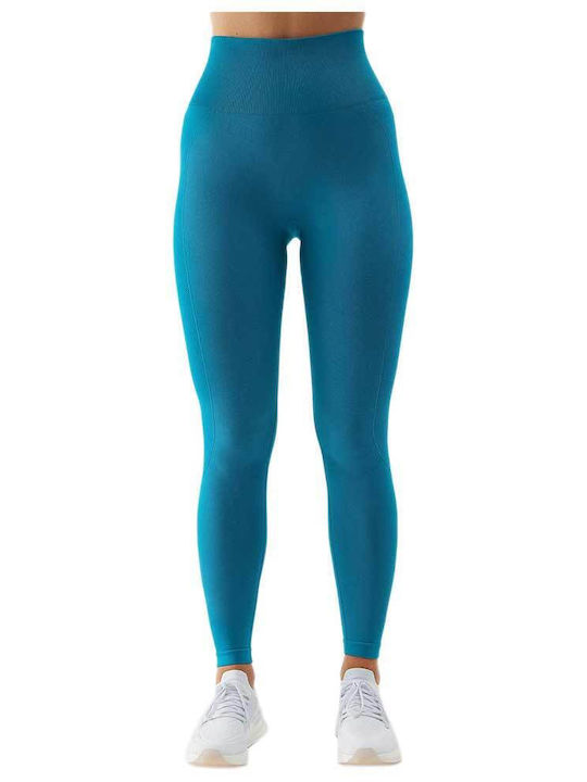 4F Frauen Lang Leggings Hochgeschnitten Blau