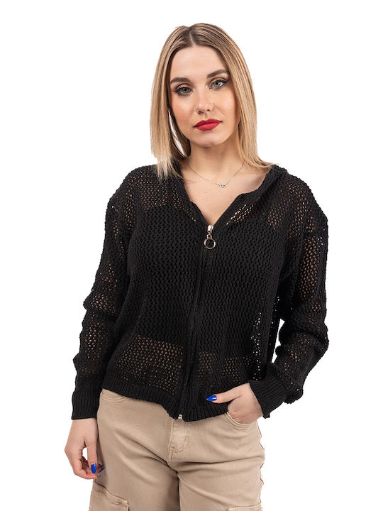 Chamakh Women's Knitted Cardigan with Zipper Black