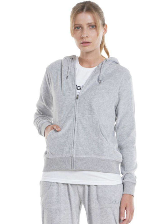 Body Action Women's Long Hooded Fleece Sweatshirt Gray